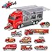 Die-Cast Toy Trucks Fire Engine Trucks Gift Set - Mini Rescue Fire Vehicles Car Toy in Carrier Truck Play Car Fire Trucks for Boys Girls Toddlers Kids