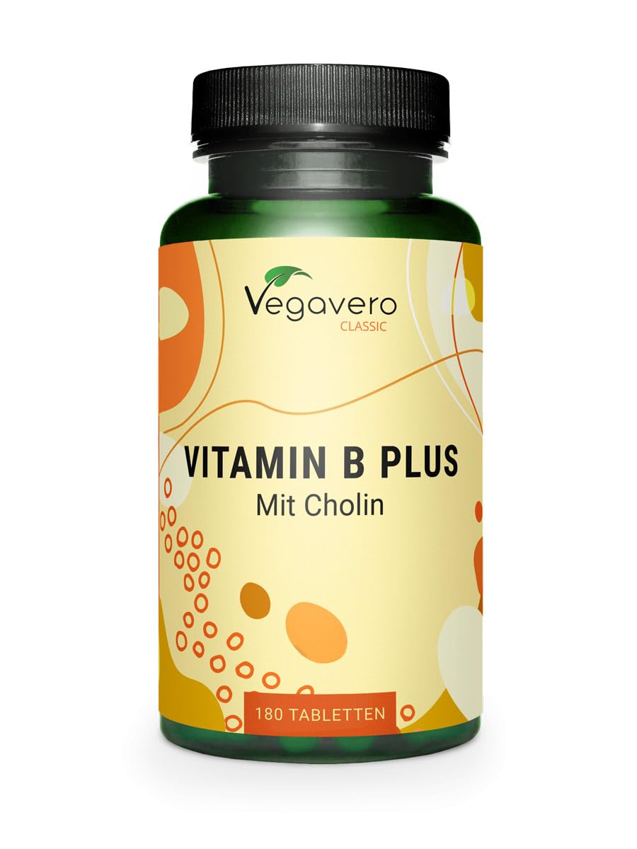 Vegavero Vitamin B Complex + Choline | High Strength All 8 B Vitamins | 50 mg Choline Bitartrate | Lab-Tested | 180 Tablets | Vegan
