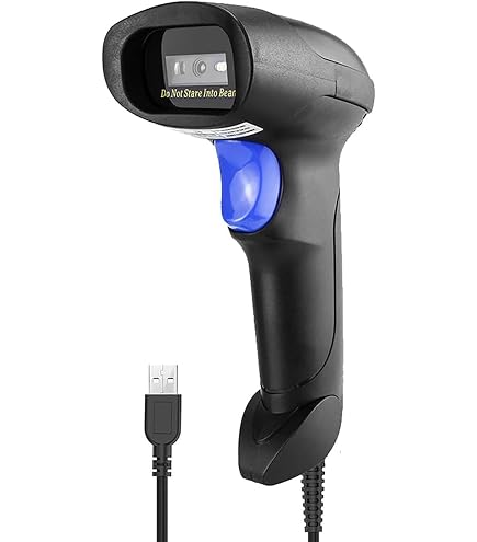 WoneNice USB Laser Barcode Scanner Wired Handheld Bar Code Scanner Reader Black Office Products