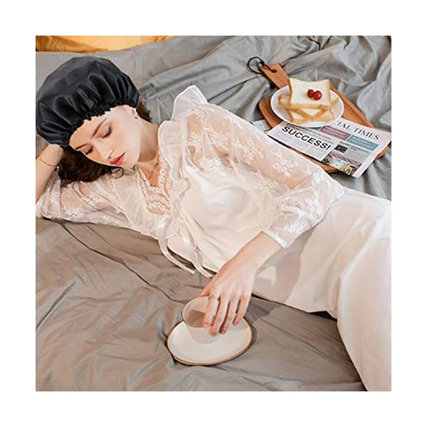 Rexiaoo-Sleep-Caps-Satin-Night-Sleep-Cap-Adjustable-Soft-Sleeping-Head-Cover-Bonnet-Hair-Loss-Cap-Salon-Bonnet-for-Women-and-Girls-2-Pack Sleep Caps, Satin Night Sleep Cap Adjustable Soft Sleeping Head Cover Bonnet Hair Loss Cap Salon Bonnet for Women and…