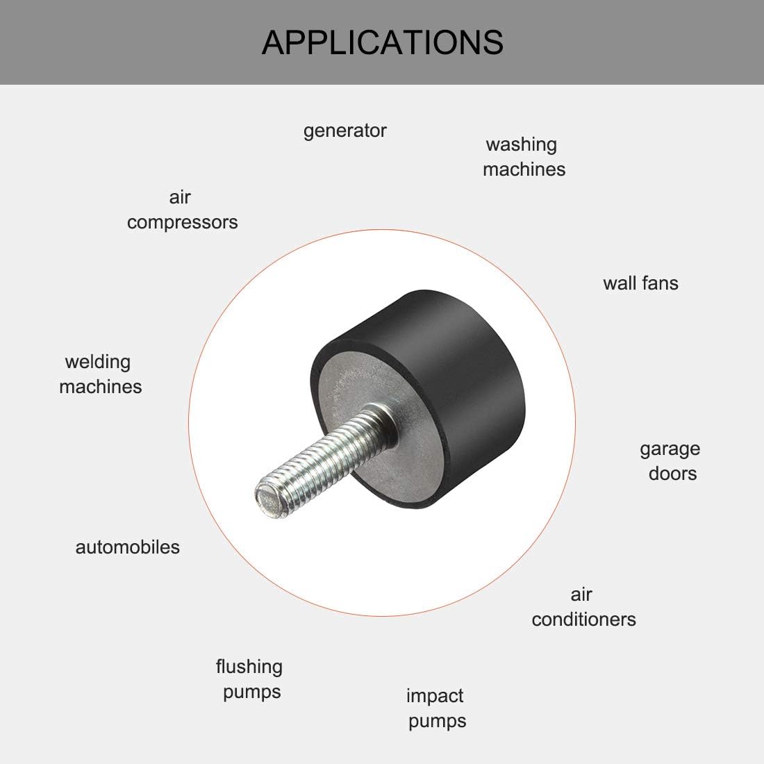 sourcing map M8 Thread Rubber Mounts,Vibration Isolators,Cylindrical Shock Absorber with Studs 25 x 15mm - Image 5