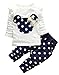 Cute Toddler Baby Girls Clothes Set Long Sleeve T-Shirt and Pants Kids 2pcs Outfits(White+Navy,4T)