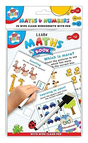 Maths & Numbers Book 20 Wipe-Clean Learning Worksheets with Pen
