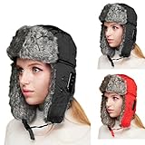 Oenbopo Winter Fur Trooper Bluetooth Hat Unisex Soft Thicken Ski Snow Hat Wireless Hands-free Bluetooth Smart Cap Headset Speaker Mic Neck Ear Face Warmer for iPhone Samsung HTC LG