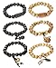 FUNRUN JEWELRY 6PCS 11MM Wood Bead Bracelet for Men Women Buddhist Mala Bracelet Elastic