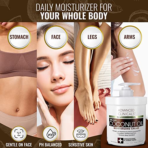Advanced Clinicals Coconut Body Lotion Moisturizing Cream & Face Lotion
