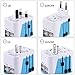 International Travel Adapter, All in One Universal Worldwide European Power Plug with 2.4A 4-Port USB Wall Charger for USA EU UK AUS Blue