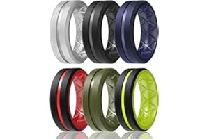 Egnaro Silicone Ring Men 1/4/6 Multipack Breathable Mens Silicone Rubber Bands Wedding Rings for Men Engagement Bands - 8mm Width 2mm Thickness