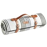 VonShef Large Fleece Picnic Blanket with Faux Leather Carrier Handle and Waterproof Lining - 58" X 71"