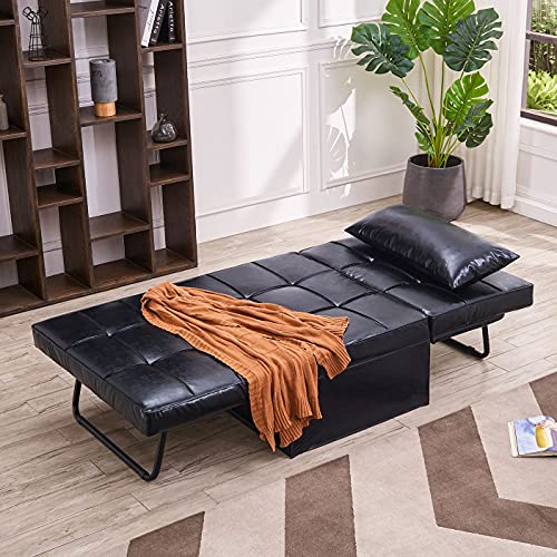 Vonanda Faux Leather Ottoman Sofa Bed, Small Modern Couch Multi