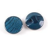 10 Pcs Round Resin Buttons Striped Buttons for Overcoat Sewing Accessories (Blue, 21mm)