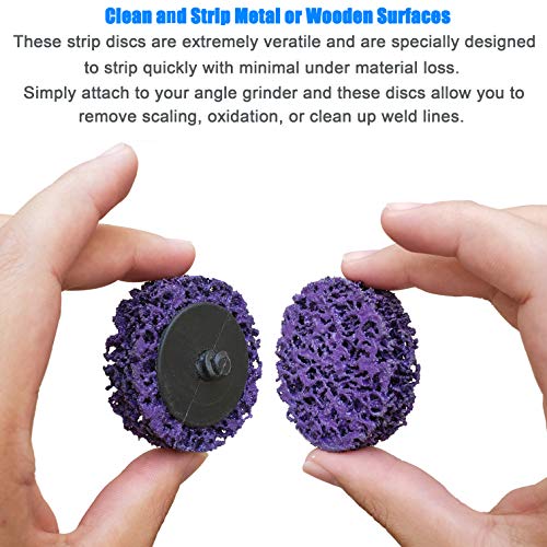 10 Pcs 2" Purple Extra Coarse Paint and Rust Stripper Brush, Quick Change Strip & Clean Discs for Metal Wood Fiberglass - Thumbnail 3