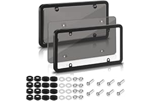 GENERIC License Plate Protector - License Plate Covers 2 Pcs Unbreakable Plastic Protective Shield with Screws Caps for American Standard Car (Blcak)
