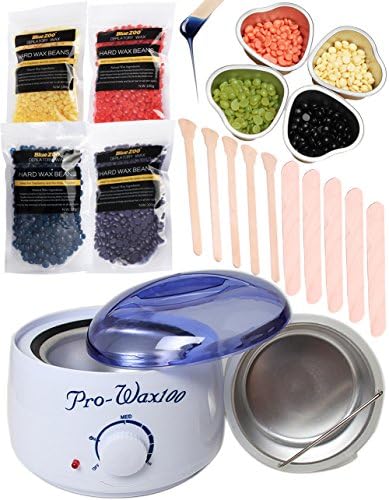 Wax Warmer Kit Waxing Kit Melt Hard Wax Beands with Hard Wax Beans and Wax Applicator Sticks and Melting Wax Bowl Wax Heater kit