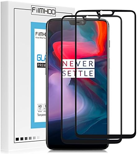 [2-Pack] FilmHoo for Oneplus 6/One Plus 6 [Full Coverage] Premium Tempered Glass Screen Protector,HD Clear,Bubble Free,Anti-Scratch,Lifetime Replacement Warranty(Black)