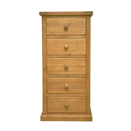 Chunky Pine Tall 5 Drawer Chest Drawers Bedroom Furniture