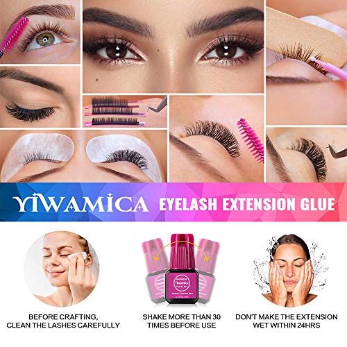 Sensitive Eyelash Extension Glue|4-5 Sec Drying | 3-5 weeks Lasting | Semi-permanent Black Adhesive for Beginners and Self Application 5ml - Yiwamica