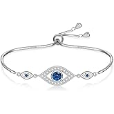 Talonior Evil Eye Bracelet for Women 925 Sterling Silver Blue Greek Evil Eye Bracelet Jewelry Gifts