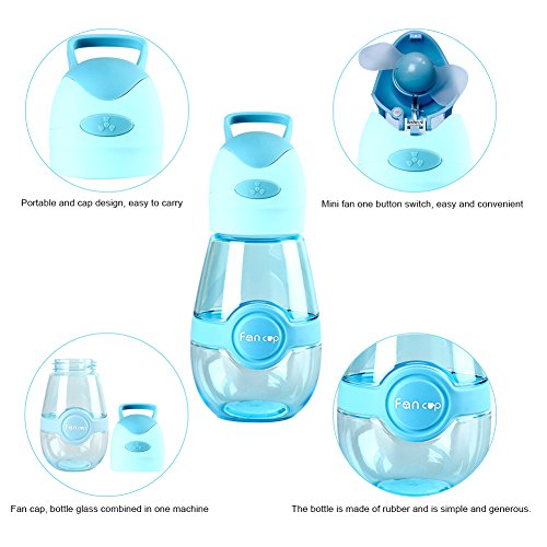 Kids Water Bottle Sport Water Bottle with Cooling Fan Outdoor Water Bottle with Handle for Kids Best Use for Outdoor Activities, School, Gym