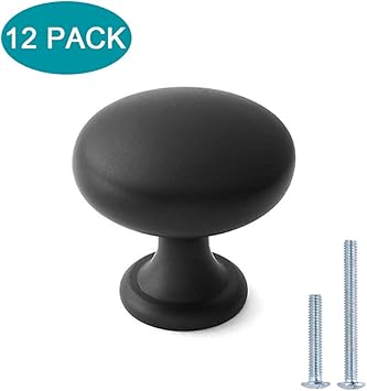 Lontan Drawer Knobs Black Round Mushroom Cabinet Hardware Knobs 12