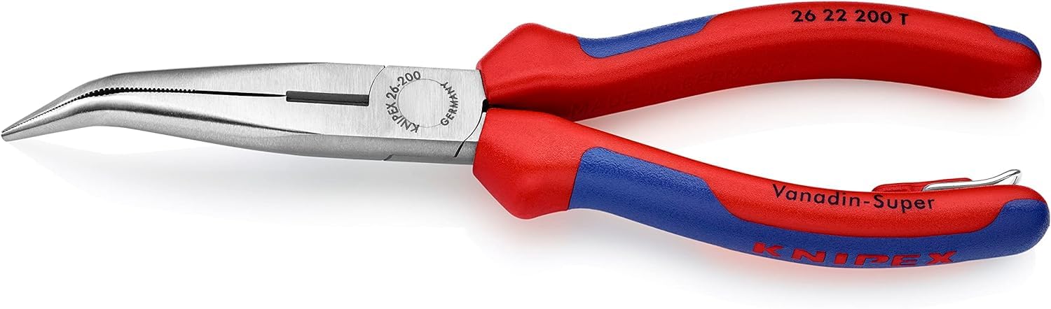 Knipex Snipe Nose Side Cutting Pliers (Stork Beak Pliers) black atramentized, with integrated tether attachment point for a tool tether 200 mm (self-service card/blister) 26 22 200 T BK