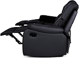 Bravich Black Bonded Leather 3 Seater Reclining Sofa Couch Armrest Footrest view 6