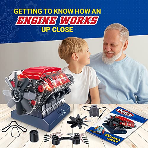 Playz V8 Combustion Engine Model Building Kit for Kids, Adults STEM