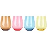Lily's Home Unbreakable Poolside Acrylic Stemless Wine Glasses and Water Tumblers, Made of Shatterproof Plastic and Ideal for