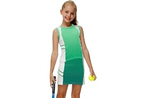AOBUTE Girls Tennis Golf Outfit Tank Top and Skirt with Shorts Set 4-12 Years