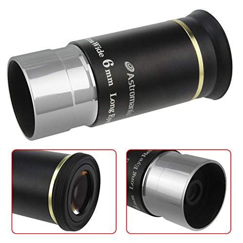 Astromania Telescope Eyepiece 1.25 inch HD Fully Multi Coated Telescope Accessory, 66 Degree Ultra Wide Angle Eyepiece for Astronomy Telescope, Long Eye Relief HD 6mm Wide Angle Telescope Eyepiece