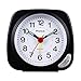 Pluteck Non Ticking Travel Alarm Clock with light and Snooze/Ascending Sound Alarm/Simple to Set Clocks, Battery Powered, Small, Black