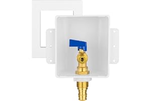 HeSun PEX-A Ice Maker Outlet Box,Inlet 1/2 Inch F1960 Expansion x Outlet 1/4 Inch OD Compression Connection,with 1/4 Turn Shut Off Valve