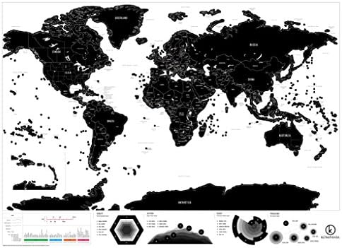 Premium Scratch Off Your Travel World Map with Precision Scratch Tool. Comes with a bonus travel guide for popular destinations! Large size (32" x 23")
