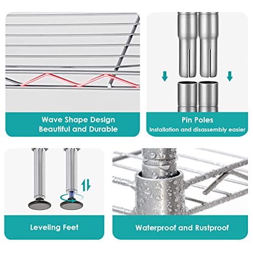 BNSPLY 3Tier Adjustable Shelving Unit, Metal Wire Rack with NSF