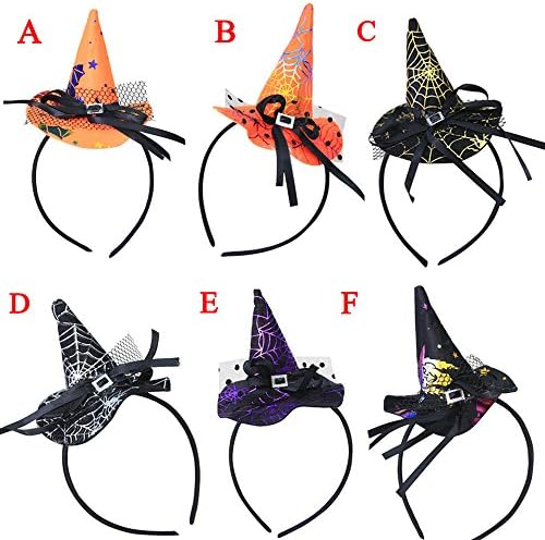 Start 6PCs Multicolor Witch Hat Costume Accessory Headband For Party &amp; Halloween &amp; Carnivals