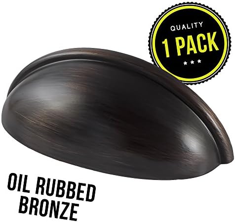 Cabinet Hardware Bin Cup Drawer Handle Pull - 3" Inch (76mm) Hole Centers (1pk Oil Rubbed Bronze)