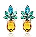 Sparkling Yellow Emerald Crystal Vintage Trendy Fruit Pineapple Earrings Stud Jewelry For Women Girls