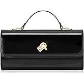 Huralona Women Metallic PU Leather Evening Clutch Purse Square Box Handbag Crossbody Shoulder Bag with Twist Lock Closure