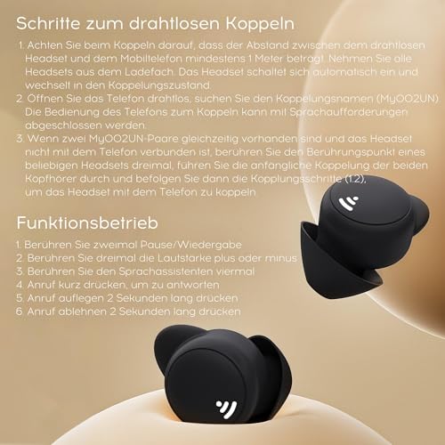 sunvito Auriculares para Dormir, Mini Auriculares para Dormir, inalámbricos Bluetooth 5.3, Silicona líquida, para Dormir de Lado, indicador de Potencia para Entrenar, Trabajar, Viajar (Negro)