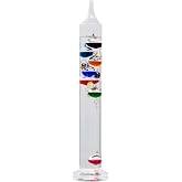 15 inch Galileo Thermometer with 7 Multi Colored Balls | 60&ordm;F to 84&ordm;F Galileo Thermometer Gorgeous Gift for Family or Friends Present Home, Office Indoor and Outdoor D&eacute;cor