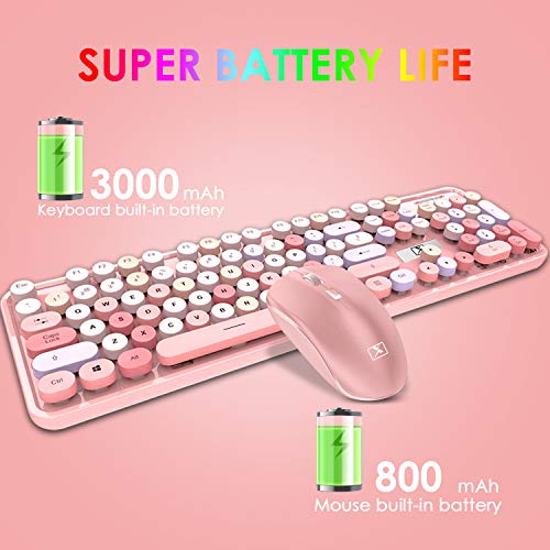 Wireless Keyboard and Mouse Combos,Typewriter Flexible Keys FullSized