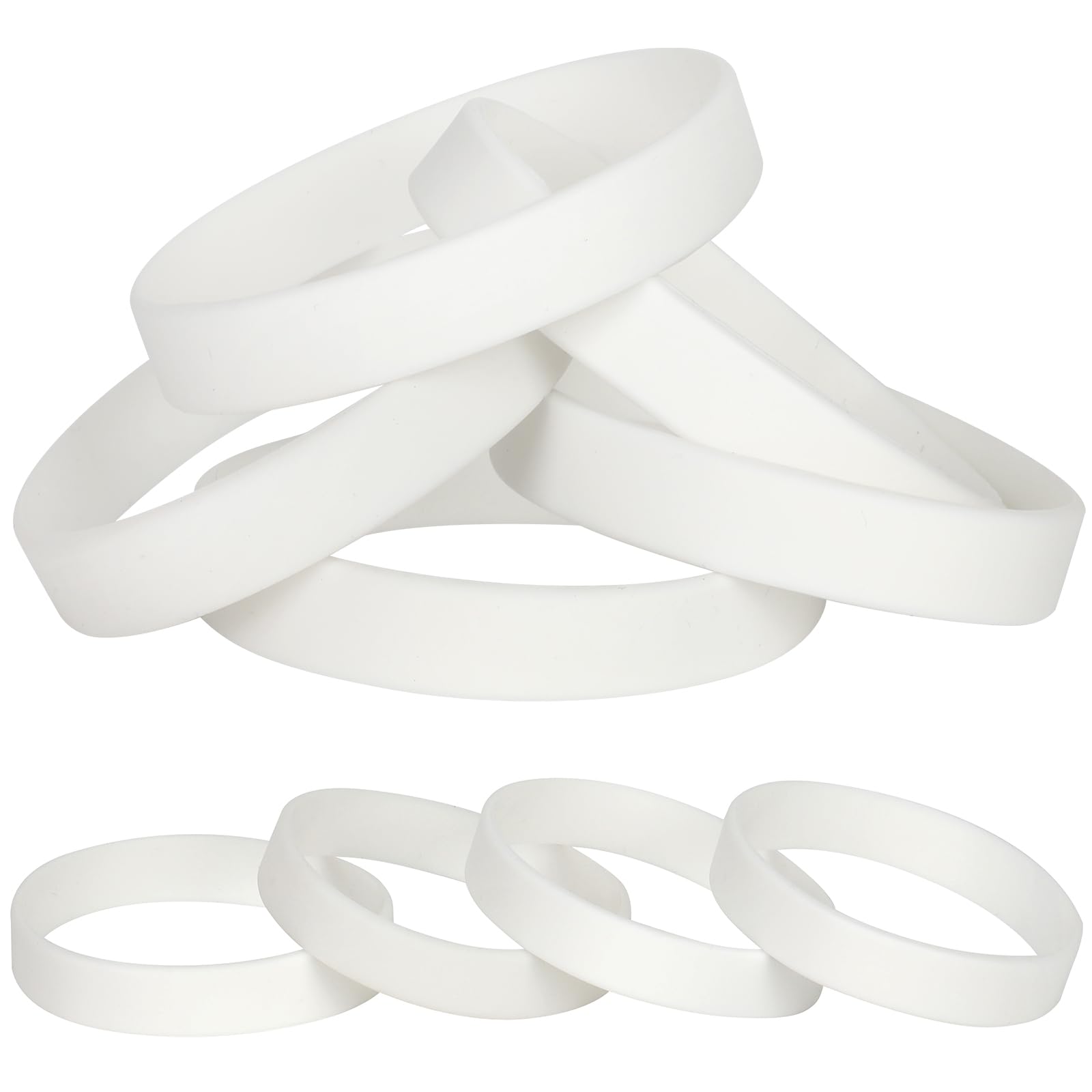 LVNRIDS White Silicone Elastic Wristbands Rubber Bracelets 25 Pcs for Adult, 20.2 cm Length Coloured Wrist Bands Silicone for Business School Activity Party Events Music Festival