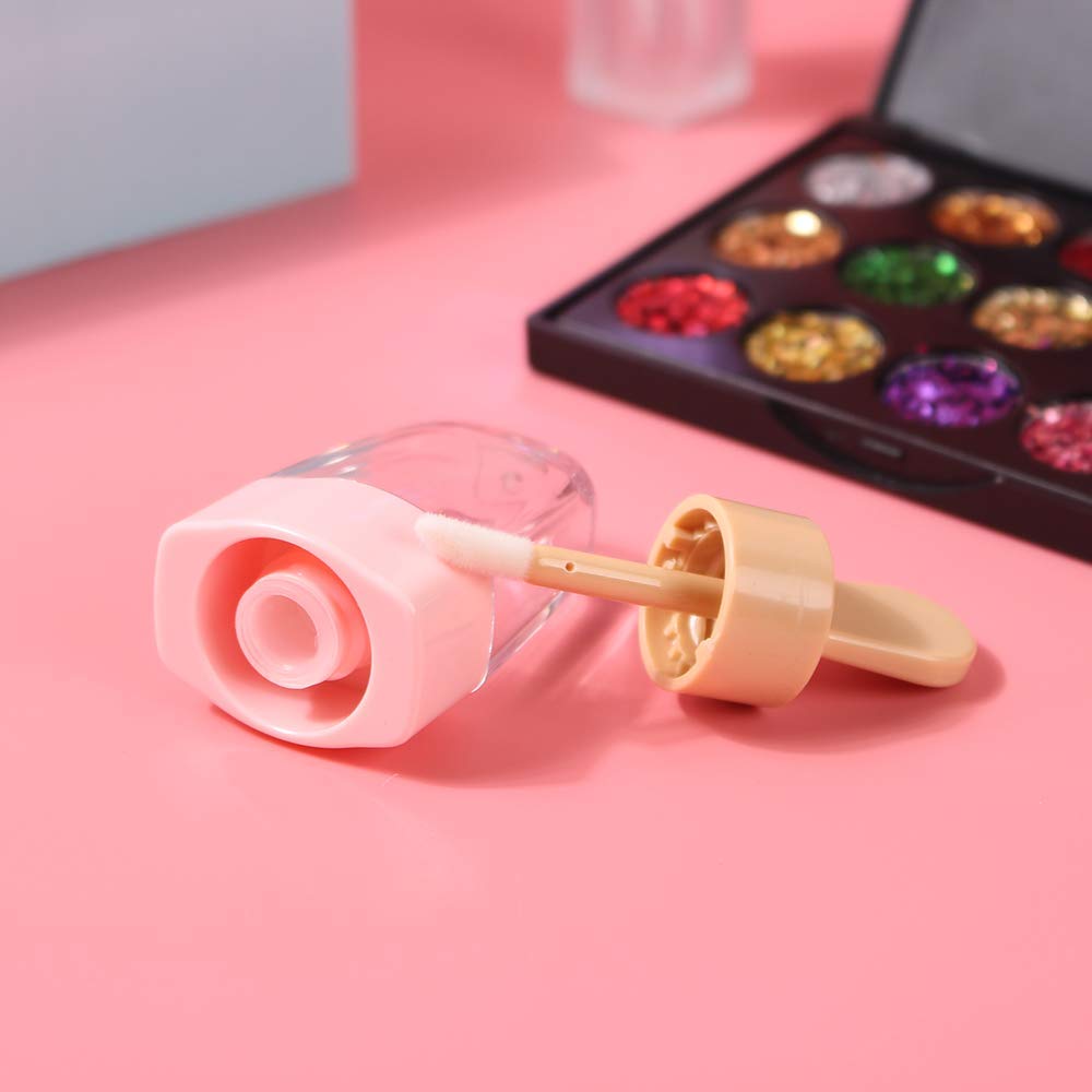 RONRONS 6 Pieces 8ml/0.27Oz Pink Ice-cream Shaped Lip Gloss Tube Containers with Rubber Plugs Empty Clear Mini Refillable Lip Liquid Oil Balm Bottles DIY Cosmetic Sample Bottle : Beauty