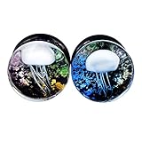 Lianrun 1Pair Glass Ocean Jellyfish Ear Plugs Expander Tunnels 3 style to choose Size 0g-5/8