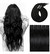 Tape in Hair Extensions 100% Remy Human Hair, 14 Inch #1 Jet Black 30g 20pcs Hair Extensions Real...