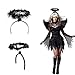 DAZONE Feather Angel Halo Headband Fancy Xmas Party Dress Headwear Costume (Black)