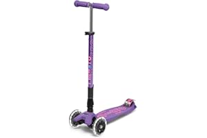 Micro Kickboard - Maxi Deluxe Foldable LED - Three Wheeled, Lean-to-Steer, Fold-to-Carry Swiss-Designed Micro Scooter for Kids with Motion-Activated Light-Up Wheels for Ages 5-12