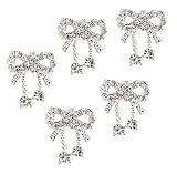 5 Bowties Silver Rhinestones Crystals Nail Art Decorations Jewels Gems By VAGA®