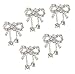 5 Bowties Silver Rhinestones Crystals Nail Art Decorations Jewels Gems By VAGA®