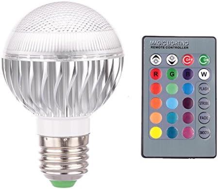 Zaneeta E27 Screw Base 3W LED Bulb, RGB 16 Color Changing Spotlight, with 24 Keys IR Remote Control and Wireless Emission for Leisure and Recreational Places’ Decoration
